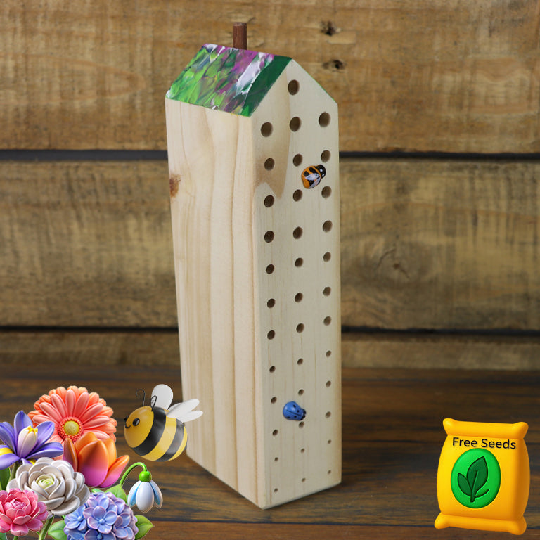 Bee Hotel (Single 20cm), incl Free Pack of Bee Friendly Seeds