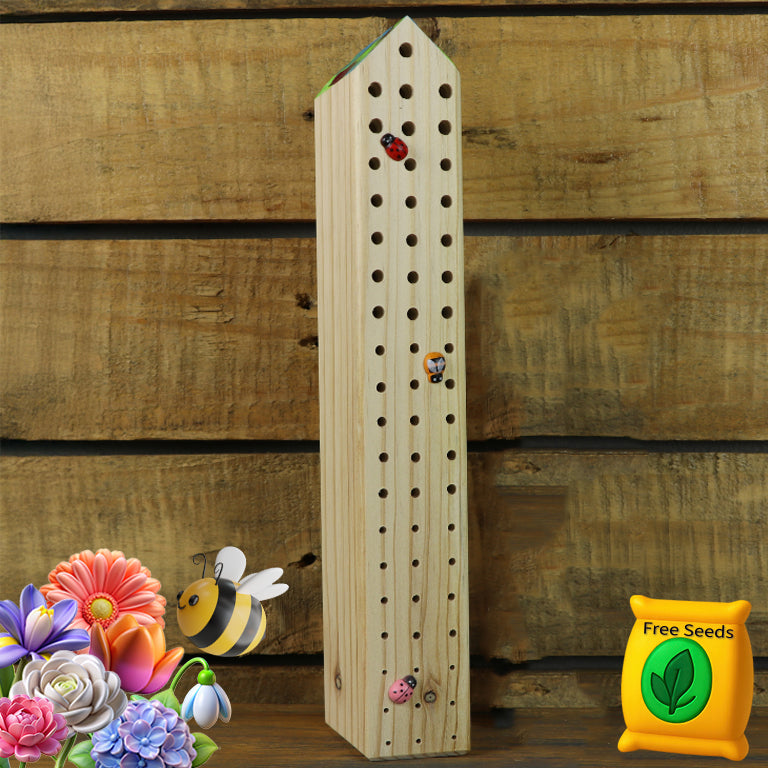 Bee Hotel (Single 30cm), incl Free Pack of Bee Friendly Seeds