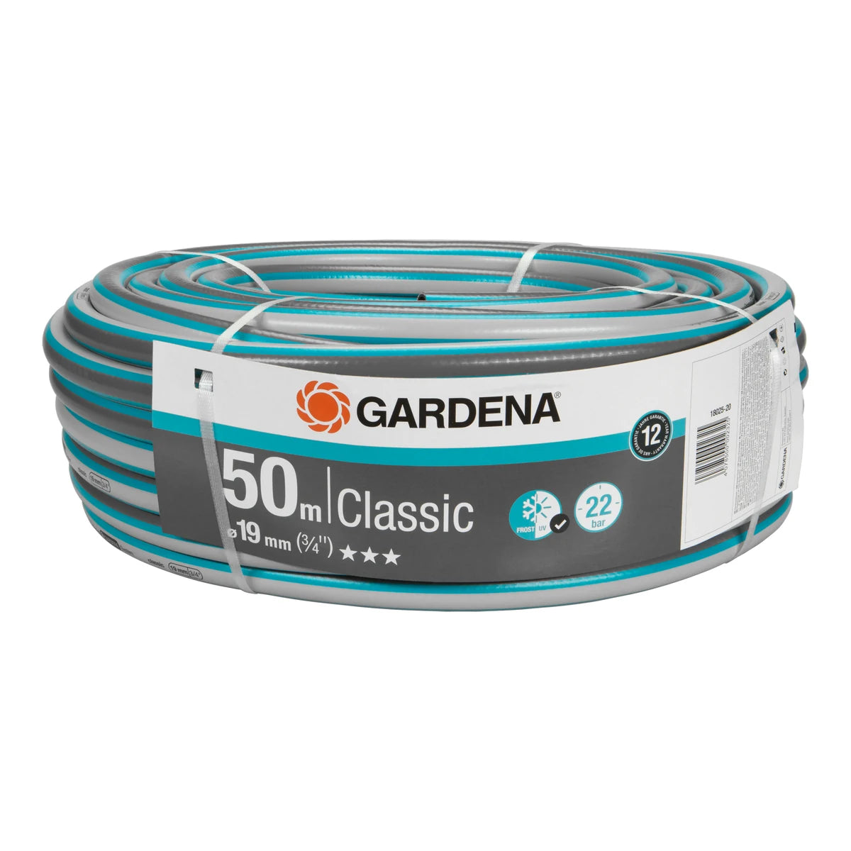 GARDENA Classic 19 mm hose roll with packaging labelled 50 m