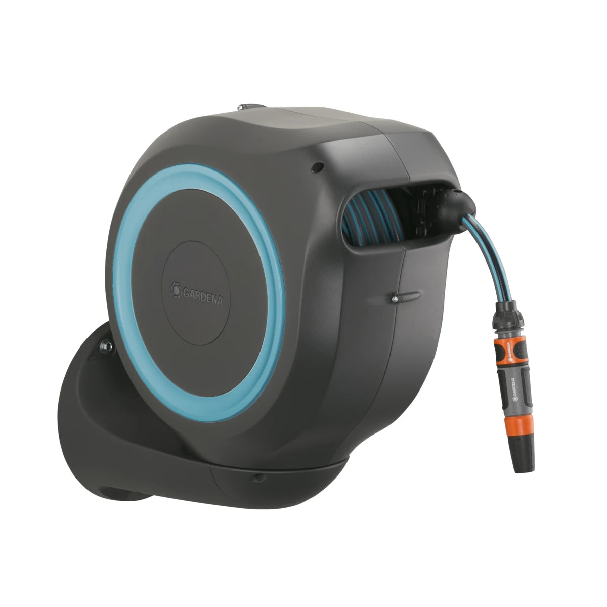 GARDENA wall-mounted RollUp M hose box with hose and cleaning nozzle