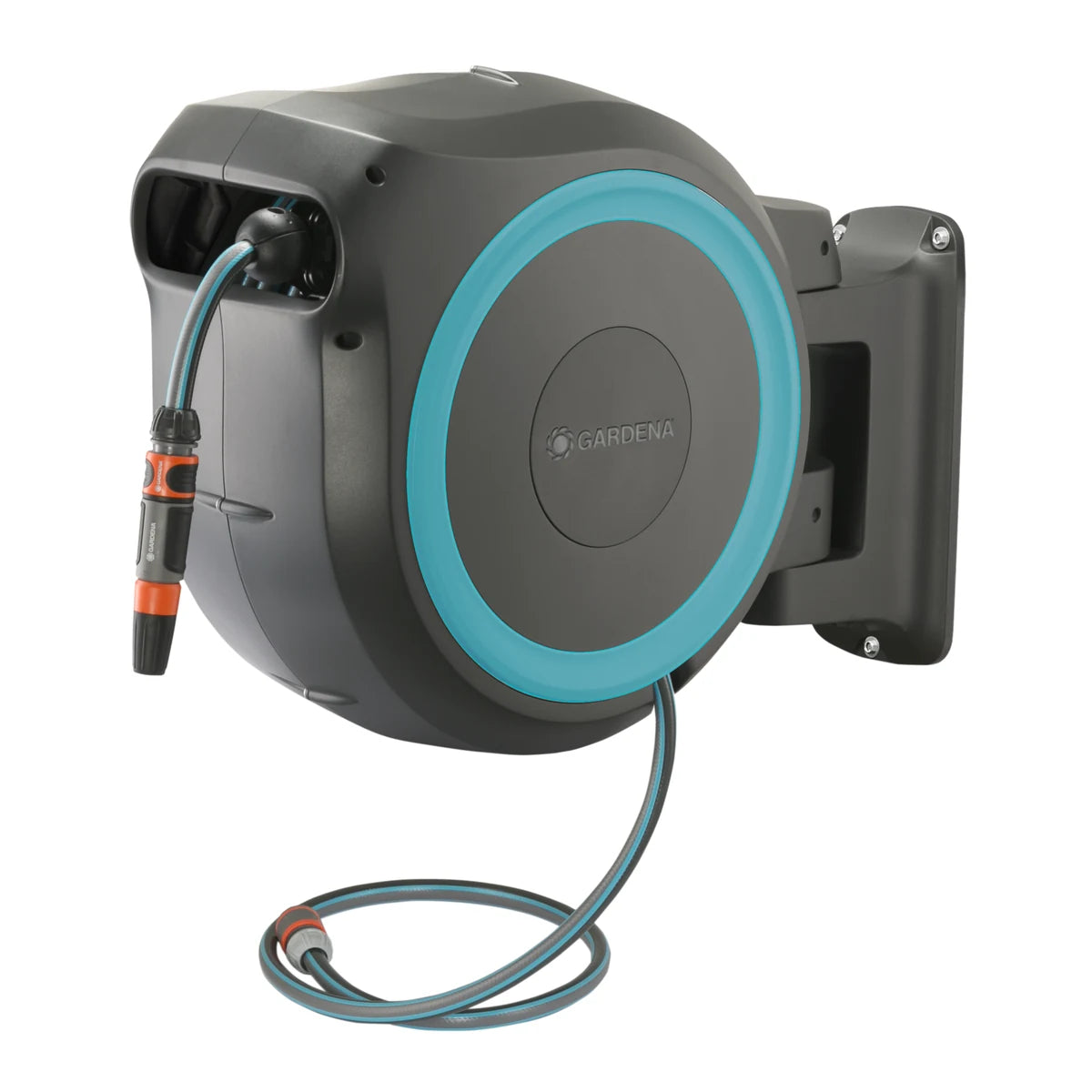 GARDENA wall-mounted RollUp M/L hose box with 25 m hose and nozzle