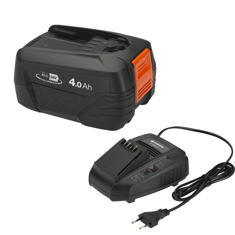 GARDENA Mega Battery Starter Set P4A - Includes Quick Charger and 1x4.0Ah Battery-GARDENING.co.za