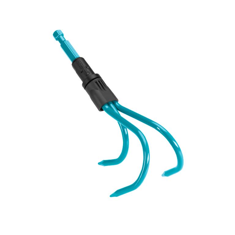 GARDENA combisystem Grubber head with three blue curved steel prongs