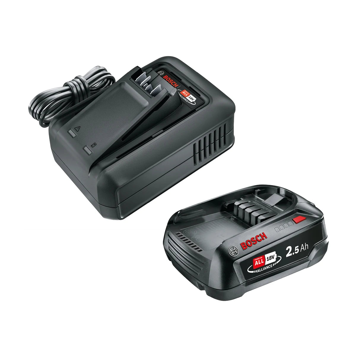 GARDENA P4A Starter Kit AL18V-44 Charger and 2.5 Ah Battery shown on a white background