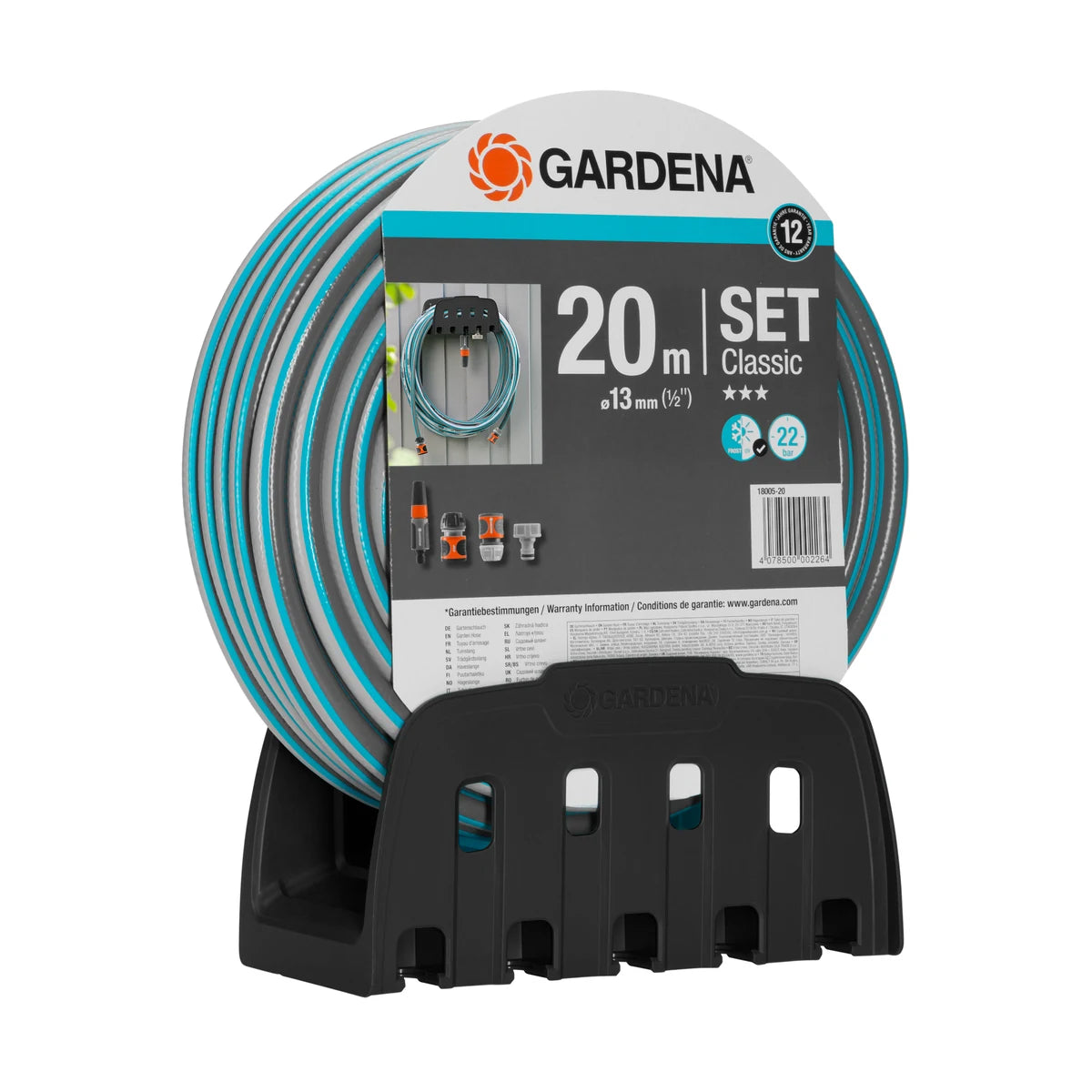 GARDENA Classic Hose Set 13 mm x 20 m with Wall Bracket shown on a white background