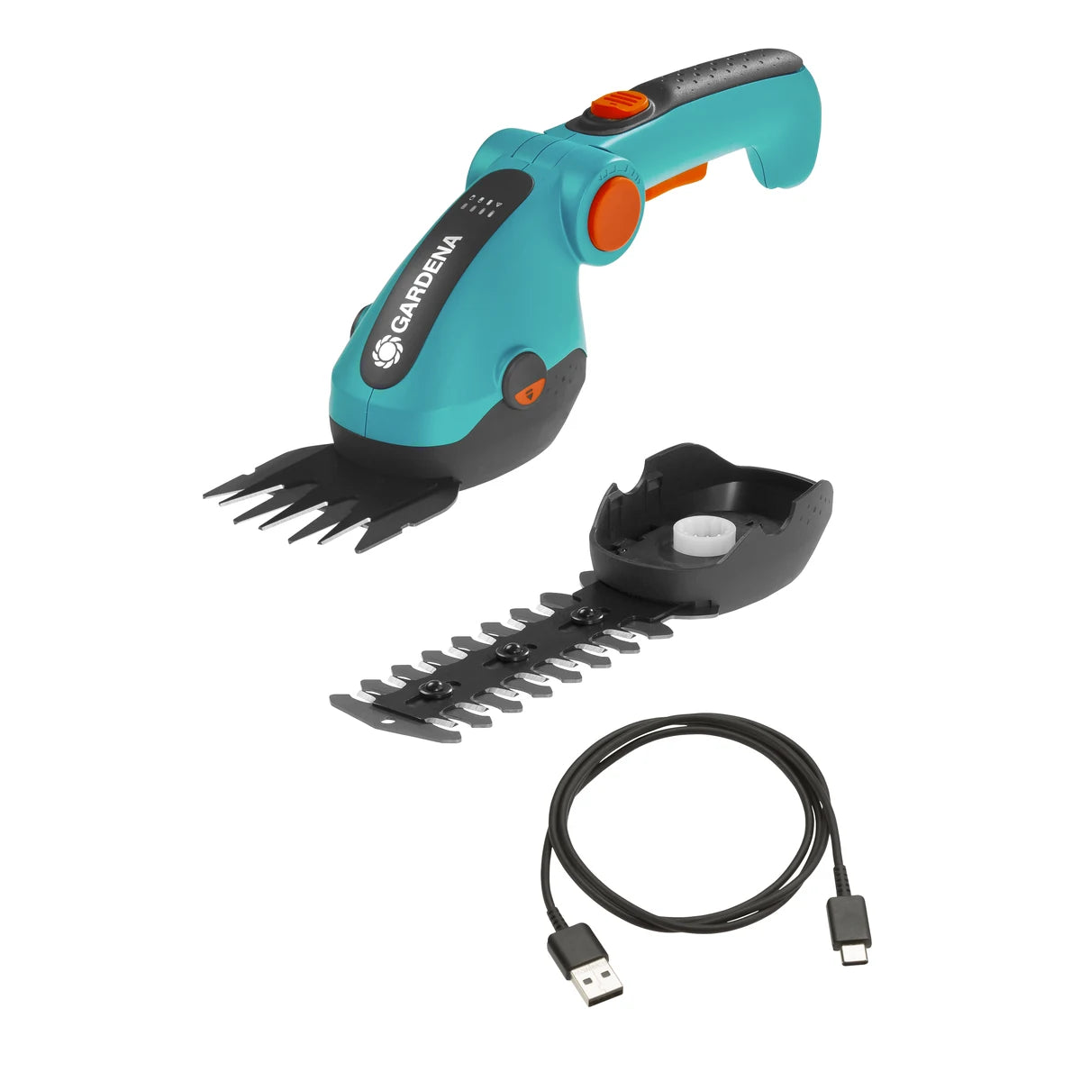 GARDENA ComfortCut Li Grass and Shrub Shears Set shown on a white background