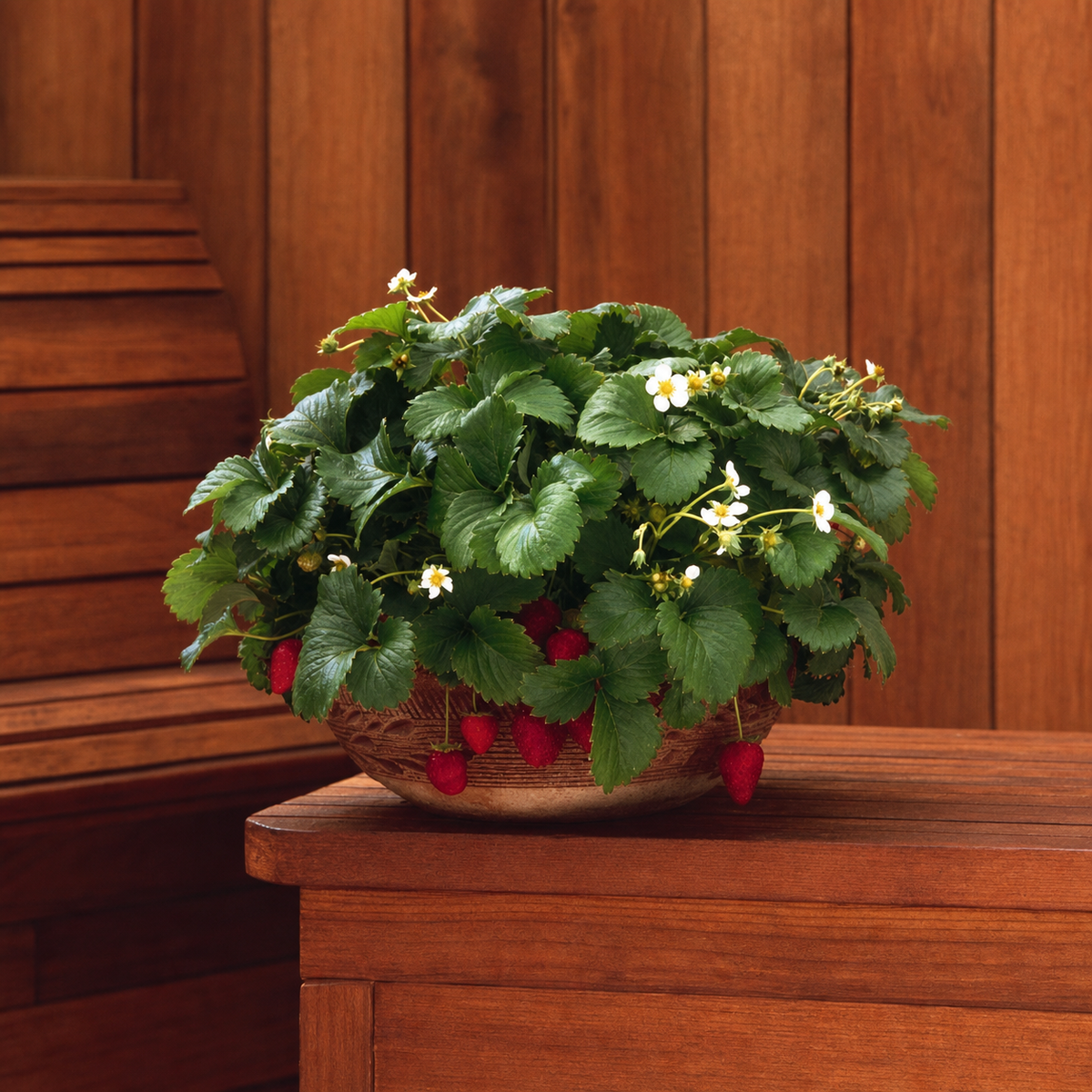 Strawberry Fresca plant in bowl