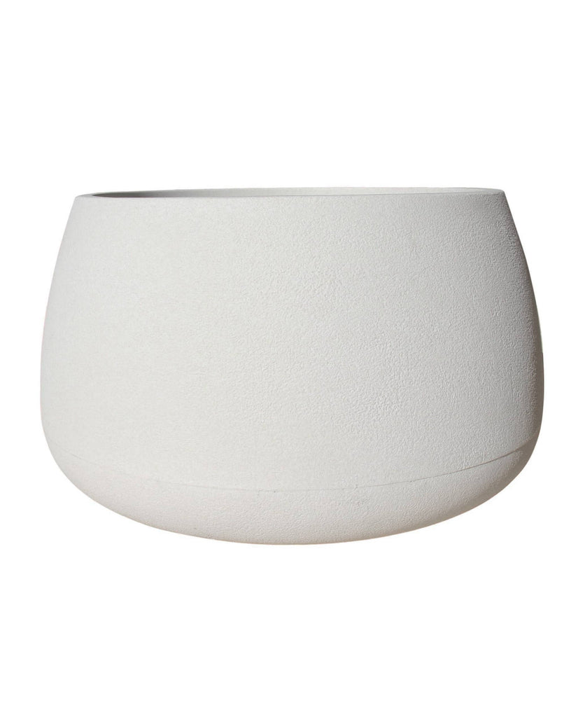 Off-white Low rise modern contemporary plant pot with stunning slightly textured finish, and wide neck for planting.