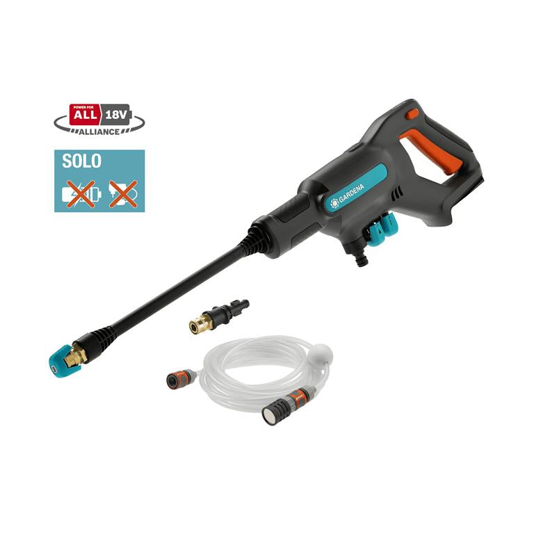 GARDENA AquaClean 18V P4A SOLO medium pressure washer with lance and suction hose, battery and charger excluded