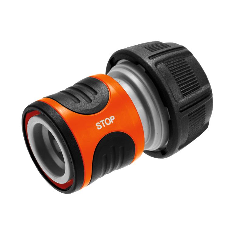 GARDENA 19 mm Water Stop hose connector with orange grip