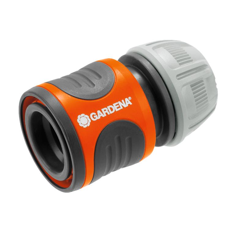 GARDENA 13 mm hose connector with orange grip and grey clamping nut