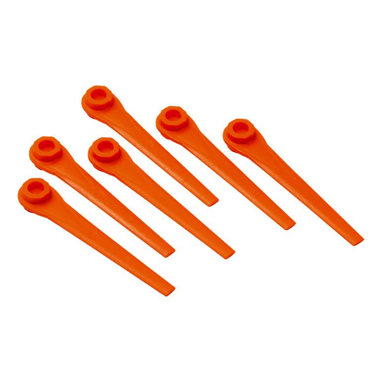 Six orange GARDENA RotoCut replacement blades for EasyCut trimmer